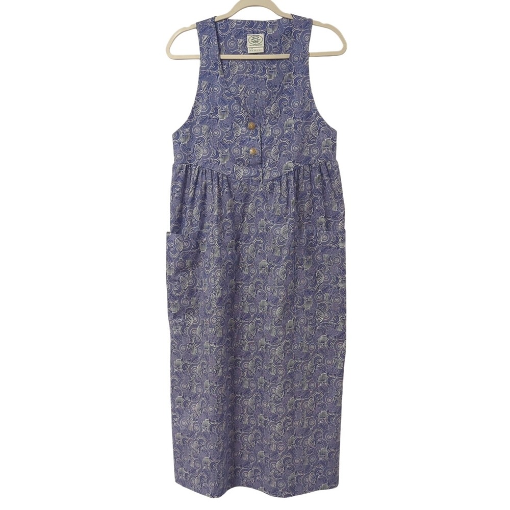 Vintage Laura Ashley Jumper Dress Seashell Pattern Blue size 8